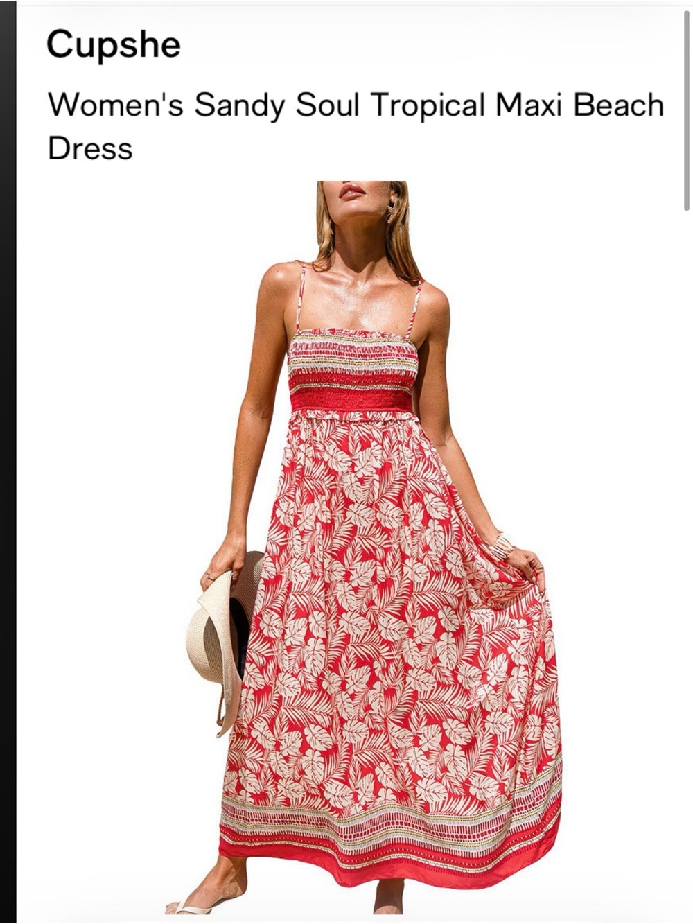 Cupshe Red & White Tropical Print Maxi Dress NEW